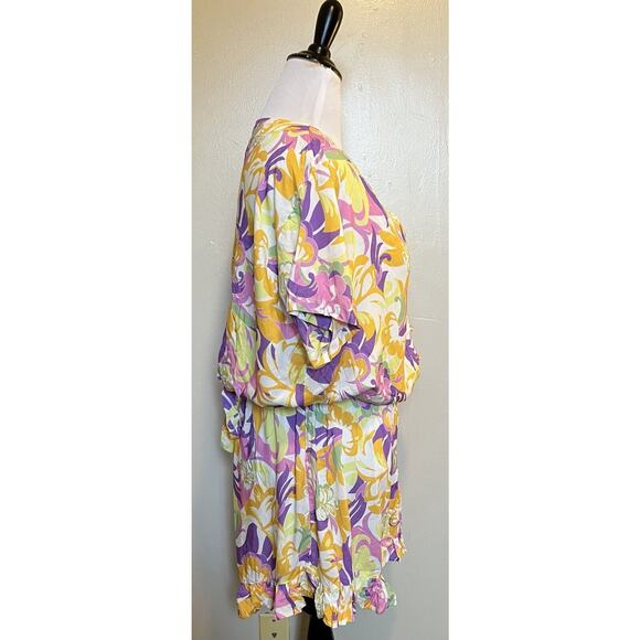 BCBGeneration XL Give It A Swirl Romper Purple Orange Pink One Piece Womens NEW - Picture 6 of 10